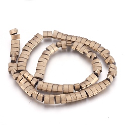 Antique Bronze Plated Electroplate Non-magnetic Synthetic Hematite Bead Strands, Frosted, Grooved, Rectangle, Antique Bronze Plated, 3.5~4.5x7x4mm, Hole: 1mm, about 97~100pcs/strand, 16.1 inch(41cm)