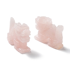 Розовый Кварц Резные фигурки целебных драконов из натурального розового кварца, Украшения из камня с энергией Рейки, 52~55x18x37.5 мм