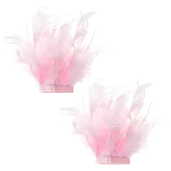 Pink Браслеты из перьев, наручные браслеты, для Хэллоуина, рождественской вечеринки, сценического выступления, с застежкой-липучкой, розовые, 255x140x2 мм