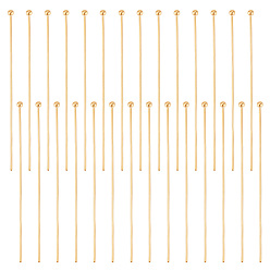 Настоящее золото 18K 100 шт. Латунные штифты с шаровой головкой, реальный 18 k позолоченный, 22 датчик, 45x0.6 мм, Руководитель: 1.8 mm