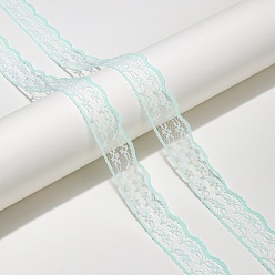 Cyan Ruban de dentelle de polyester, bordure ondulée, fleur, pour la fabrication de bijoux, cyan, 7/8 pouces (22 mm), environ 10.94 yards (10m)/pc
