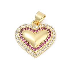 Настоящее золото 18K Латунные микро проложить кубического циркония подвески, сердце, без свинца и без кадмия, долговечный, стойки покрытие, реальный 18 k позолоченный, 17.5x17.5x3.8 мм, отверстие : 5x3.5 мм