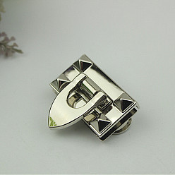 Платина Застежки для кошелька с поворотным замком из цинкового сплава, прямоугольные, аксессуары для кошелька diy bag, платина, 2.2x3.9 см