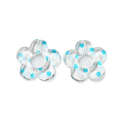 Темно-Голубой Прозрачные акриловые шарики печатных, цветок, глубокое синее небо, 19x20x4 мм, отверстие : 1.6 мм