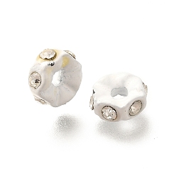 Белый Сплавочные бусины, долговечный, без кадмия и без свинца, плоско-круглые, белые, 7x3.5 мм, отверстие : 1.6 мм