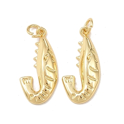 Настоящее золото 18K Латунные подвески, креветки прелести, долговечный, без свинца и без кадмия, стойки покрытие, с целью перехода в кольце, реальный 18 k позолоченный, 24x12x3.5 мм, отверстие : 3.3 мм