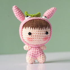 Cat Shape Набор для вязания крючком с кулоном из мультфильма «сделай сам» (без инструкции), в том числе пластиковые кукольные глаза, хлопковая нить, игла для вязания крючком, вязаная игла, фиксирующий маркер стежка, Узор кошки, 12x6 см