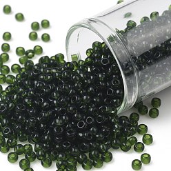 (940) Transparent Olivine TOHO 8/0 Round Beads, Japanese Seed Beads, (940) Transparent Olivine, 3mm, Hole: 1mm, about 222pcs/bottle, 10g/bottle