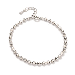 Platinum 3MM Brass Ball Chain Bracelets for Women, Platinum, 6-3/8 inch(16.3cm)