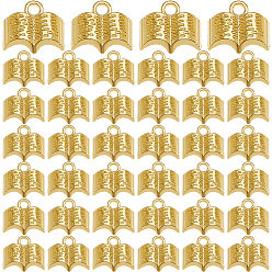 Золотой 80 подвески из сплава шт., прелести ко дню учителя, для ожерелья, форма книги, золотые, 11x12x3.5 мм, отверстие : 1.8 мм
