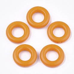 Orange Painted Wooden Linking Rings, Ring, Orange, 24.5x6mm, Hole: 12mm