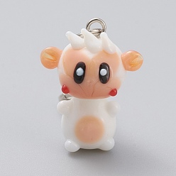 Обезьяна Подвесные украшения лэмпворк ручной работы, с латунной застежкой омар коготь, Китайские знаки, платина, обезьяна, 47 мм, кулон: 22x17x13 мм