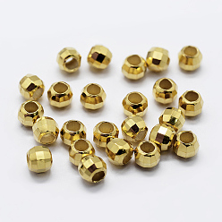 Golden 925 Sterling Silver Beads Spacer, Faceted, Round, Golden, 6x5mm, Hole: 3mm