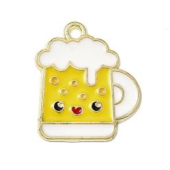 Drink Подвески из пищевой эмали, золотой свет, пиво, 22.5x19x1.5 мм, отверстие : 1.8 мм