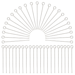 Серебро 600 шт. Латунный штифт с ушком, без кадмия и без свинца, серебряные, 21 датчик, 24x0.7 мм, отверстие : 2 мм