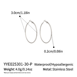 Серебро Серьги из 304 нержавеющей стали, серебряные, 30x2 мм