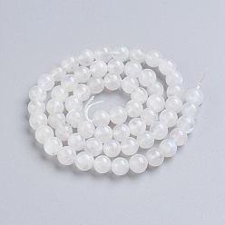 Rainbow Moonstone Natural Rainbow Moonstone Beads Strands, Grade AA, Round, White, 6mm, Hole: 1mm, about 62pcs/strand, 15.5 inch