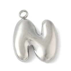 Letter N 304 начальные подвески из нержавеющей стали, цвет нержавеющей стали, Письмо N, 16~18x6~18x3 мм, отверстие : 1.8 мм