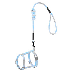 Sky Blue Cat Harness and Leash Set, Cloth Belt Traction Rope Cat Escape Proof with Plastic Adjuster and Alloy Clasp, Adjustable Harness Pet Supplies, Sky Blue, Inner Diameter: 22~34mm, Rope: 15mm