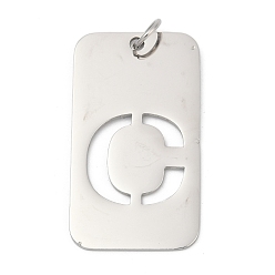 Letter C 304 подвески из нержавеющей стали, с целью перехода в кольце, прямоугольник с полой буквой-подвеской, анти-тускнение, лазерная резка, буква С, 49.5x28x1.5 мм, отверстие : 6.5 мм