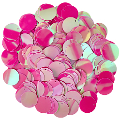 Средний Фиолетово-красный Подвески из пвх с пайетками, пустой плоский круглый, средне фиолетовый красный, 19x0.3 мм, отверстие : 1.5 мм, Около 3460 шт / 450 г