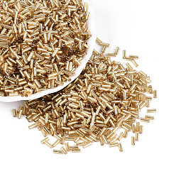 Светло-хаки Стеклярус, серебряная линия, светлый хаки, 4~4.5x2 мм, отверстие: 1 мм, о 450 г / мешок, 14000 шт / пакет