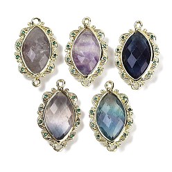 Флюорит Натуральный флюорит ограненные звенья конский глаз, стойка покрытие латунь микро паве зеленый кубический цирконий соединительные подвески, золотые, 24.5x14.5x4.5 мм, отверстие : 1.2 мм