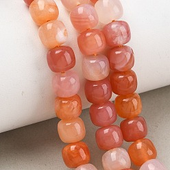 (946FM) Цитрин матовый с зеленой подкладкой Натуральные бусины из оранжевого ботсванского агата, бочкообразные бусины старого образца, 8~8.5x7 мм, отверстие : 1 мм, около 25 шт / нитка, 7.48'' (19 см)
