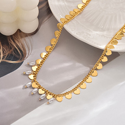 (404) Непрозрачное AB Кислое яблоко Милые латунные и натуральные жемчужины ожерелья в форме сердца с подвеской-капелькой для женщин, идеально подходит для праздников, золотые, цветочный белый, 14.96 дюйм (38 см)