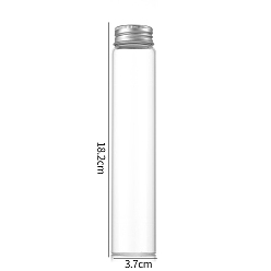 Серебро Четкие стеклянные бутылки шарик контейнеры, Пробирки для хранения шариков с завинчивающейся крышкой и алюминиевой крышкой, колонка, серебряные, 3.7x18 см, емкость: 150 мл (5.07 жидких унций)