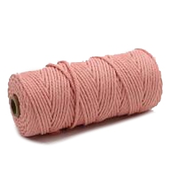 Pink Cotton String Threads, Macrame Cord, Decorative String Threads, for DIY Crafts, Gift Wrapping and Jewelry Making, Pink, 3mm, about 109.36 Yards(100m)/Roll