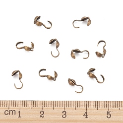Antique Bronze Iron Bead Tips, Calotte Ends, Clamshell Knot Cover, Nickel Free, Antique Bronze Color, Size: about 9mm long, 3mm wide, 3mm inner diameter, hole: about 1.5mm