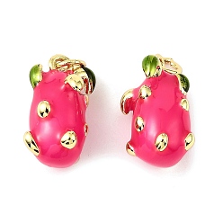 Питайи Латунные эмалевые подвески с фруктами, с целью перехода в кольце, долговечный, без кадмия и без свинца, стойки покрытие, реальный 18 k позолоченный, питайи, 16x9.5x10.5 мм, отверстие : 3 мм
