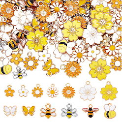 (52) Непрозрачная лаванда 130 шт 13 стили сплава эмаль подвески, цветок, пчелы и бабочка, золотой свет, разноцветные, 10~20.5x10.5~17.5x1~4 мм, отверстие : 1.2~2 мм, 10 шт / стиль