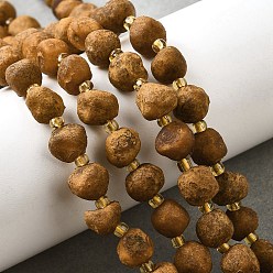 Янтарный Нити бусин из необработанного натурального янтаря, с бисером, самородки, 6~8x6~8 мм, отверстие : 1 мм, около 44 шт / нитка, 15.31'' (38.9 см)