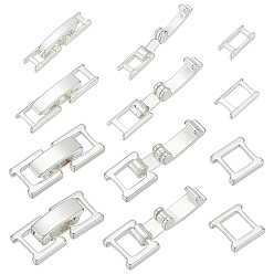 Серебро 12 шт 4 стили экологически чистые латунные застежки для часовых ремешков, долговечный, без свинца и без кадмия, серебряные, 15~17x3.5~7.5x4 мм, 3 шт / стиль