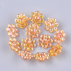 Оранжевый Прозрачные как пластиковые кнопки хвостовика, жемчужные, граненые, цветок, оранжевые, 17.5~18x17.5~18x9 мм, Отверстие : 3 мм , около 850 шт / 500 г