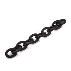 Schwarz Handgefertigte undurchsichtige sprühlackierte Acrylkabelketten, Schwarz, 24x18x4 mm, ca. 39.37 Zoll (1 m)/Strang