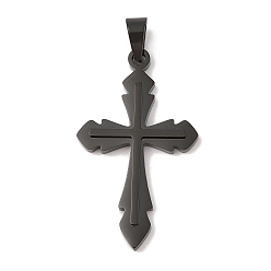 Черный 304 из нержавеющей стали большие кулоны, крест очарование, чёрные, 47x28x4 мм, отверстие : 8x5 мм