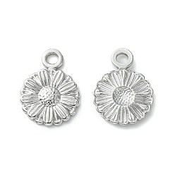 Edelstahl Farbe Anlaufgeschützt 304 Charms aus Edelstahl, Gänseblümchen-Anhänger, Edelstahl Farbe, 13x9.5x1.3 mm, Bohrung: 1.6 mm