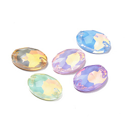(52) Непрозрачная лаванда Овальная форма с эффектом мокко пришивка стразами, k 5 стеклянный страз, 2-отверстие ссылка, плоская спинка с покрытием, швейные украшения, разноцветные, 18x13x5 мм, отверстие : 1.2 мм