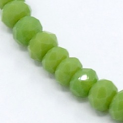 Yellow Green Opaque Solid Color Crystal Glass Faceted Rondelle Beads Strands, Yellow Green, 3.5x2.5~3mm, Hole: 1mm, about 120pcs/strand, 14 inch