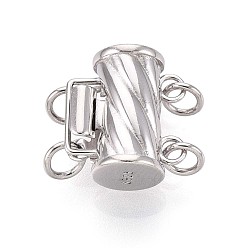 Платина 925 застежка из стерлингового серебра, колонна с соединительным кольцом, с печатью s925, 2 нитей, 4-луночное, платина, 12x11x6.8 мм, отверстие : 2 мм