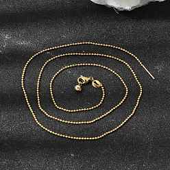 Золотой 1.2 мм, унисекс 304 цепочки из нержавеющей стали с шариками, регулируемые ожерелья-слайдеры, золотые, 20.08 дюйм (51 см)