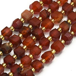Red Agate Природные Агат прядь, граненые, кубические, 6.5~7.5x6.5~7.5x6.5~7.5 мм, отверстие : 1.2 мм, около 43~44 шт / нитка, 15.35''~15.55'' (39~39.5 см)