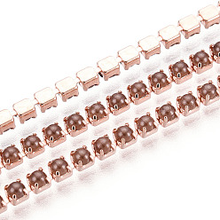 Сиена Железные цепи, с абс пластмассовой имитационной жемчужиной, с катушкой, золотой свет, цвет охры, 2.5x2x2 мм, Около 10 ярдов / рулон