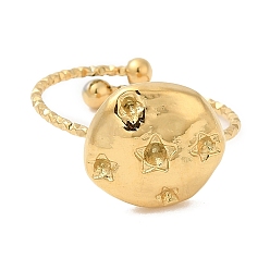 Real 18K Gold Plated Ion Plating(IP) 304 Stainless Steel Flat Round Open Cuff Ring Settings for Rhinestone, Real 18K Gold Plated, Inner Diameter: 18mm, Fit for 1.6mm and 1.2mm Rhinestone