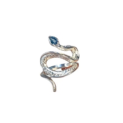 Platinum Snake Alloy Rinestone Yarn Guide Finger Holders, Knitting Loop Crochet Loops, Platinum, Inner Diameter: 1.8cm