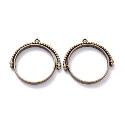 Античная Бронза Подвесные подвески из сплава, вращающиеся подвески, для diy уф смолы, эпоксидная смола, Прессованные цветочные украшения, кольцо, античная бронза, 31.5x32x4 мм, отверстие : 1.4 мм