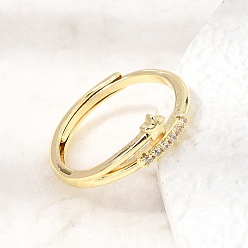Real 18K Gold Plated Brass Micro Pave Clear Cubic Zirconia Finger Rings for Women, Star, Rack Plating, Long-Lasting Plated, Cadmium Free & Lead Free, Real 18K Gold Plated, 5.3mm, Inner Diameter: 17mm